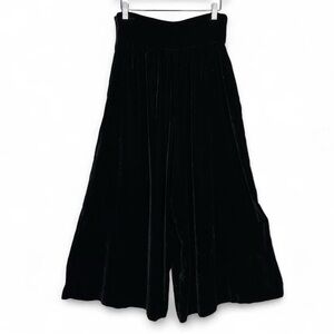 Black crushed velvet wide leg palazzo pants